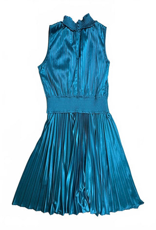 Nanette Lepore Teal Satin Pleated Midi Dress Size 10