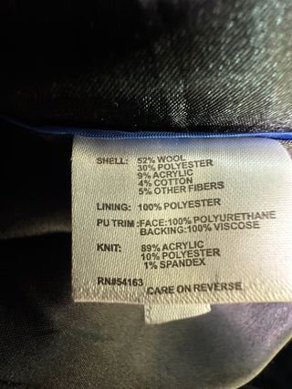 Calvin Klein Women's Wool Blend Black Coat with Leather Elb0