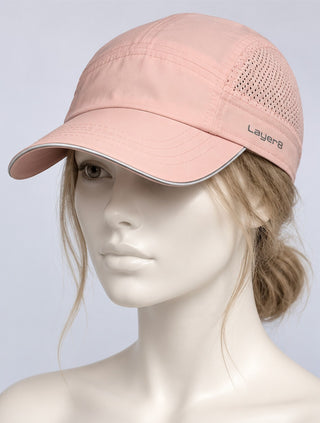 Layer 8 Pink Running Cap Adjustable Reflective Athletic Hat
