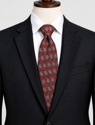 Robert Talbott Studio Silk Tie Red Abstract Geometric Pattern USA Made