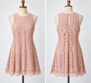 Speechless Pale Pink Lace Sleeveless Dress Medium