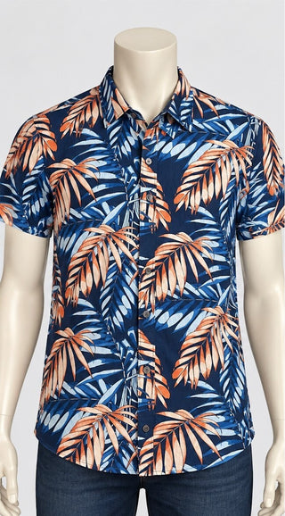 Lerros Men's Soft Print Tropical Button-Up Shirt Medium