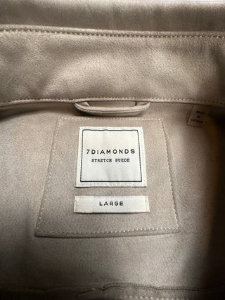 7Diamonds Men's Stretch Suede Shirt Jacket Large Beige Tan