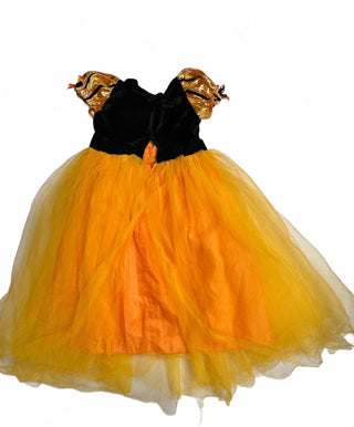 Target Girls Halloween Witch Costume Dress 4-5T Orange Black Tulle Layered Skirt