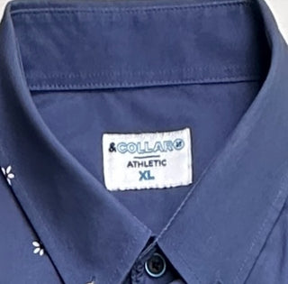 & Collar Men's XL Blue Floral Short Sleeve Button Up Shirt