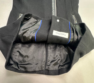 Calvin Klein Women's Wool Blend Black Coat with Leather Elb0