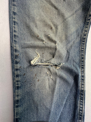 Wrangler Regular Fit Men's Jeans 33x32 Distressed Blue Denim
