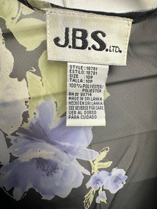 J.B.S. Ltd. Women's Black Floral Sheer Layered Midi Dress
