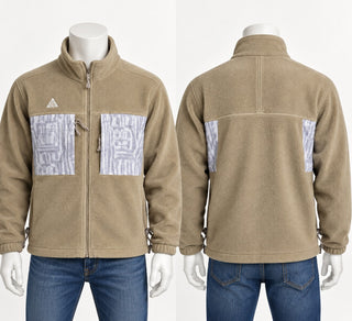 Nike ACG Beige Fleece Jacket with White Patterned Accents, L