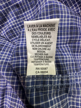 Saks Fifth Avenue BLACK Men’s Large Blue Plaid Shirt