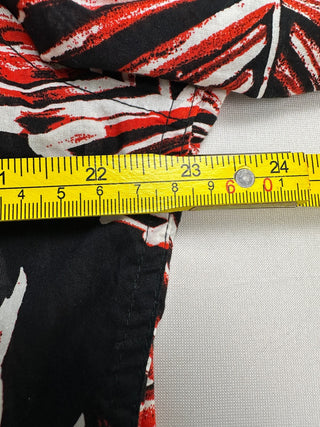 H&M Men's L Red Black Tropical Palm Print Shirt