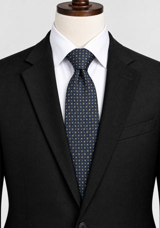 Van Heusen Blue Geometric Silk Necktie Classic Square Pattern Mens Dress Tie