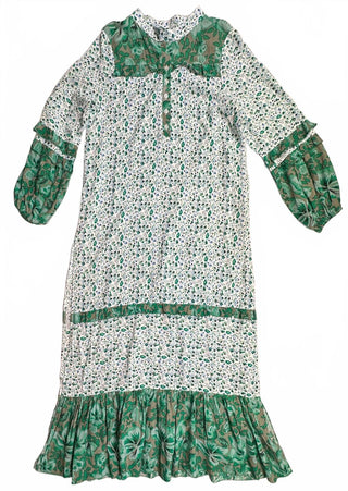 R Vivimos Womens S Green Floral Boho Puff Sleeve Maxi Dress