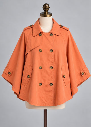 DownEast Basics Orange Trench Cape Poncho Women’s Size M