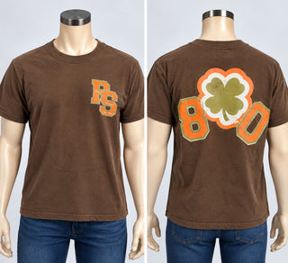 PacSun Brown Graphic T-Shirt with Orange PS and Clover 80