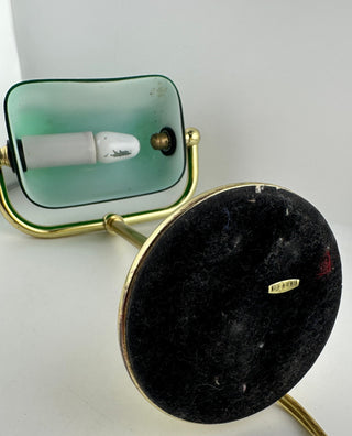 Vintage Green Glass Banker Desk Lamp Brass Tone WORKS GREAT!