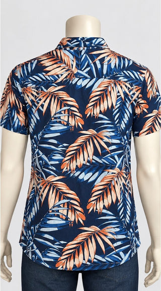 Lerros Men's Soft Print Tropical Button-Up Shirt Medium