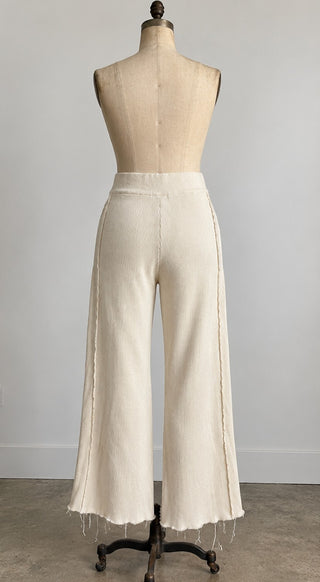 Zara Knit Cream Ribbed Wide Leg Pants Women S