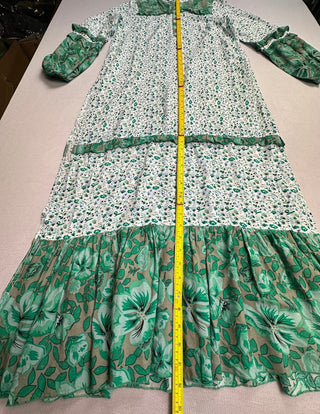 R Vivimos Womens S Green Floral Boho Puff Sleeve Maxi Dress