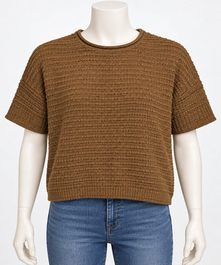Time and Tru Brown Textured Knit Sweater Medium 8-10