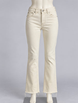 Zara Cream Raw Hem Straight Leg Jeans Women US 2 EUR 34
