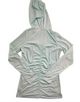 Marika Tek Womens M Mint Green Ruched Hooded Tunic Top