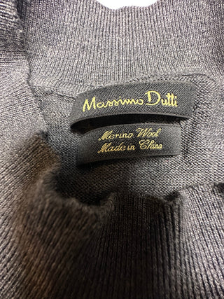 Massimo Dutti Men's Merino Wool Mock Neck Sweater Gray L