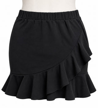 SHEIN Black Mini Skirt with Ruffle Hem, Size M, Polyester