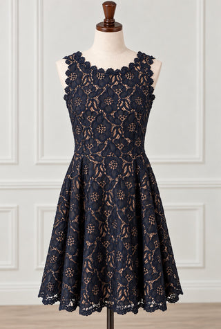 City Studio Navy Blue Sleeveless Lace Fit & Flare Dress Size 3