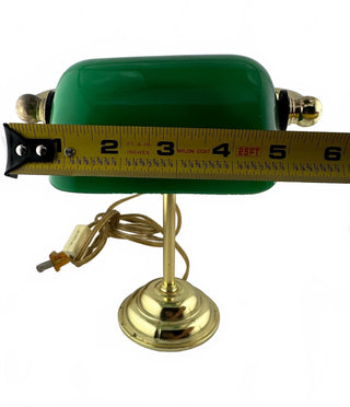 Vintage 1970s Banker Desk Lamp Classic Green Glass Shade