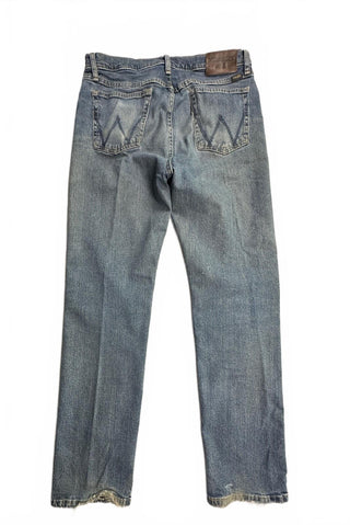 Wrangler Regular Fit Men's Jeans 33x32 Distressed Blue Denim