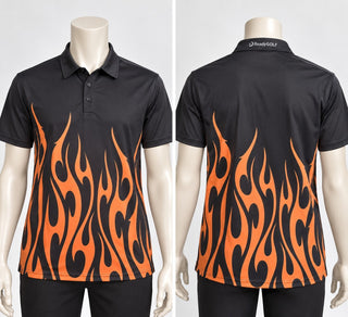 ReadyGOLF Men's Medium Black and Orange Flame Print Golf