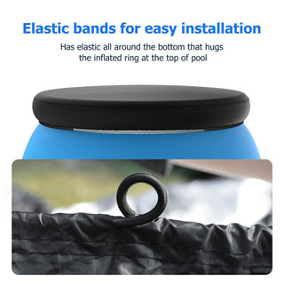 Tufmunb 15ft Round Pool Cover Inflatable Easy Set Oxford Fabric Elastic Black
