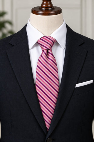 Zinetti Italian Collection Pink and Purple Striped Silk Tie