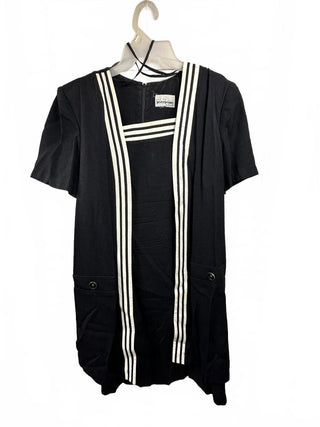Petite Perceptions Black Dress with White Striped Detail