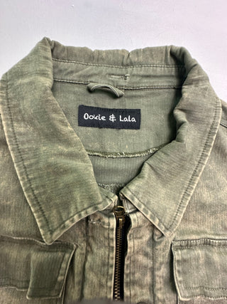 Ookie & Lala Olive Utility Jacket Black Sleeves Women’s