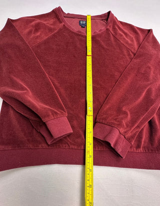 GAP Burgundy Velour 2 Piece Lounge Set Sweatshirt Joggers XS