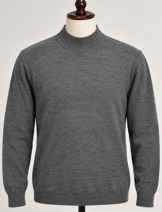 Massimo Dutti Men's Merino Wool Mock Neck Sweater Gray L