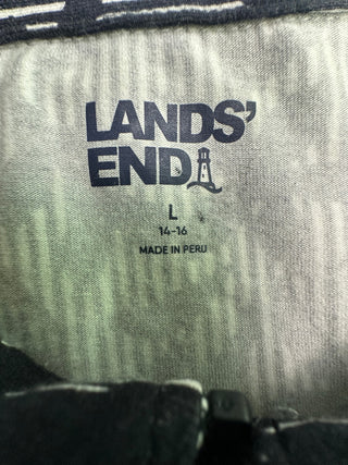 Lands' End Women's L Black White Quarter Zip Polo Shirt Size