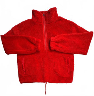 No Boundaries Women's Red Sherpa Fleece Pullover Large 12-14