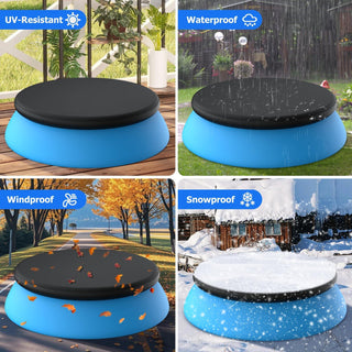 Tufmunb 15ft Round Pool Cover Inflatable Easy Set Oxford Fabric Elastic Black