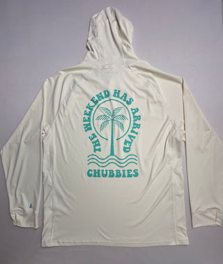 Chubbies Men's XXL White Hooded Sun Shirt Palm Graphic