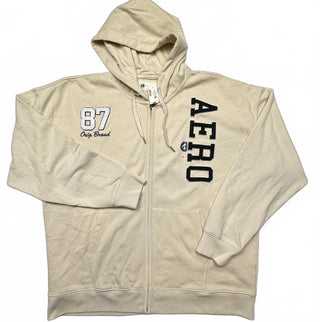 Aeropostale Aero 87 Full Zip Hoodie Cream Men’s XXL NWT