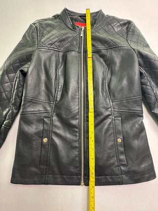 GUESS Black Faux Leather Quilted Moto Jacket Women’s M