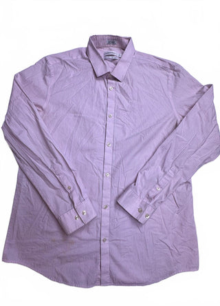 Calvin Klein Men's L Pink Pinstripe Non Iron Dress Shirt
