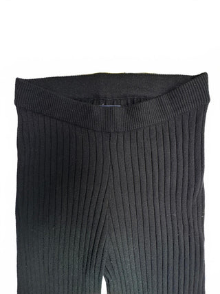 GAP Womens Black Ribbed Knit Flare Pants Size M Split Hem