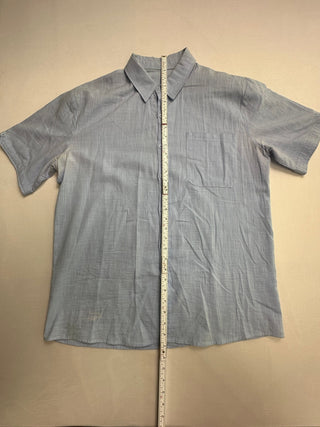 Men's Light Blue Short Sleeve Button-Up Shirt Chest Pocket
