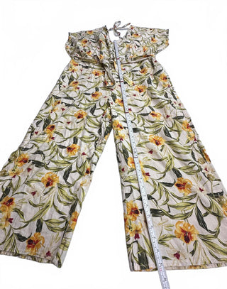 Kensie Jeans Womens XL Linen Blend Floral Wide Leg Jumpsuit