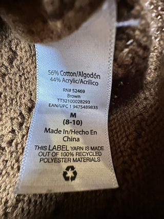 Time and Tru Brown Textured Knit Sweater Medium 8-10