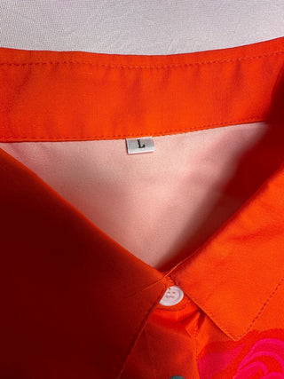 Frida Kahlo Orange Portrait Button Down Shirt Women L